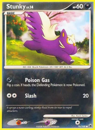 Stunky 76/100 Majestic Dawn Pokemon card