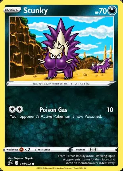 Stunky 114/192 Rebel Clash Pokemon card