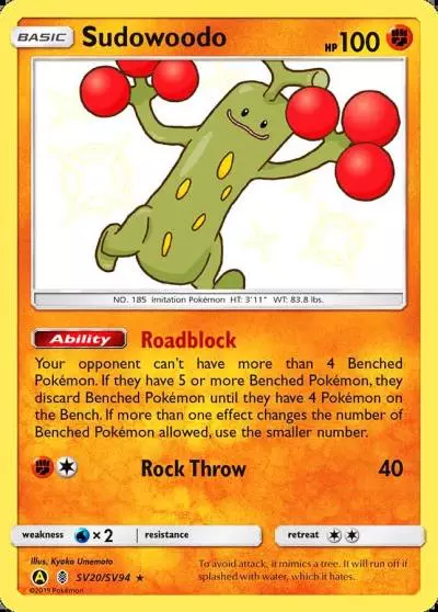 Sudowoodo SV20/94 Hidden Fates Shiny Vault Pokemon card
