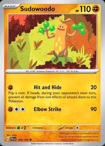 Sudowoodo 109/193 Paldea Evolved Pokemon card