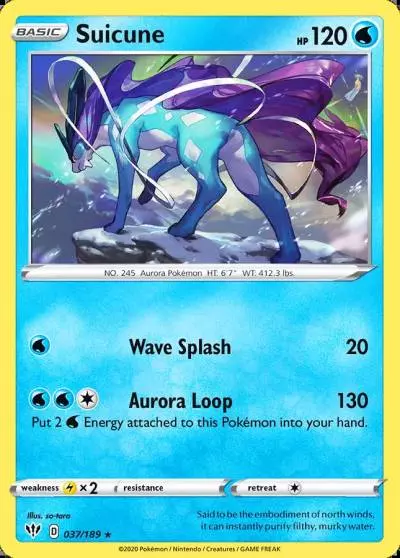 Suicune 37/189 Darkness Ablaze Pokemon card