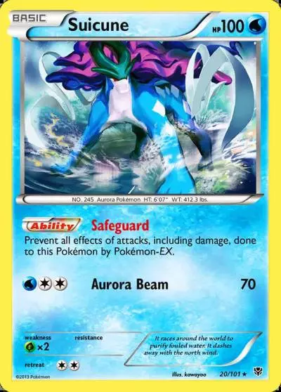 Suicune 20/101 Plasma Blast Pokemon card