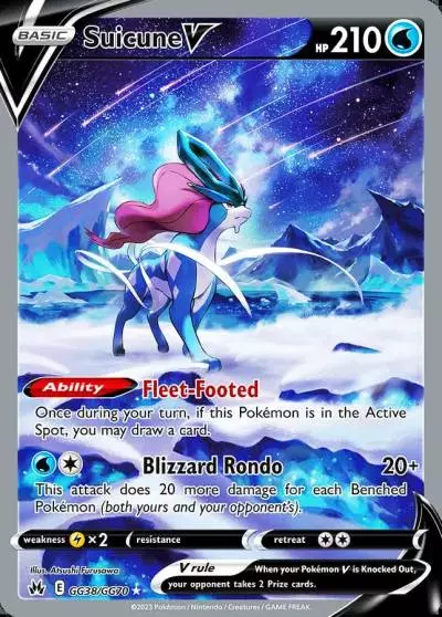 Suicune V GG38/70 Crown Zenith Galarian Gallery Pokemon card