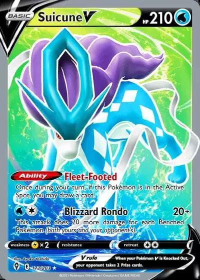 Suicune V 173/203 Evolving Skies Pokemon card