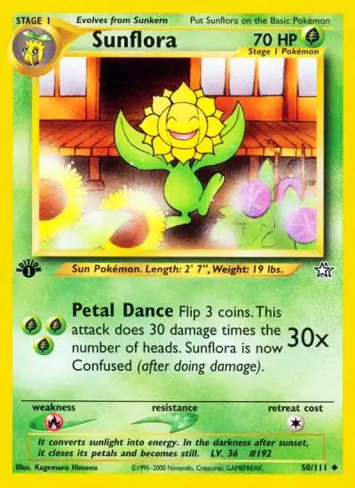 Sunflora 50/111 Neo Genesis Pokemon card