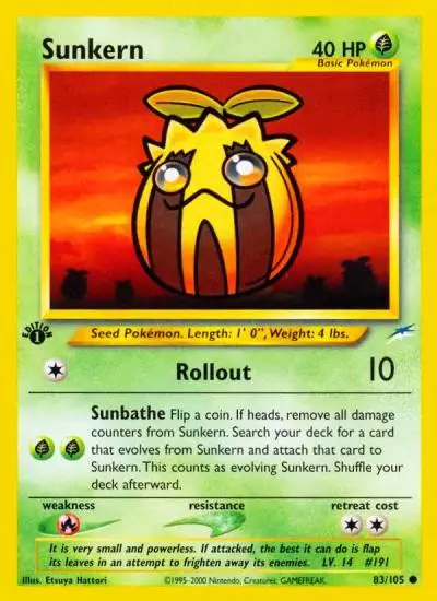 Sunkern 83/105 Neo Destiny Pokemon card