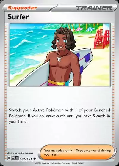 Surfer 187/191 Surging Sparks Pokemon card