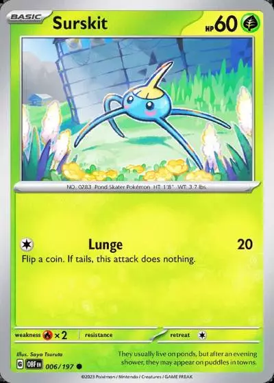 Surskit 6/197 Obsidian Flames Pokemon card