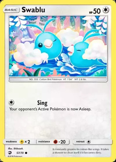 Swablu 57/70 Dragon Majesty Pokemon card