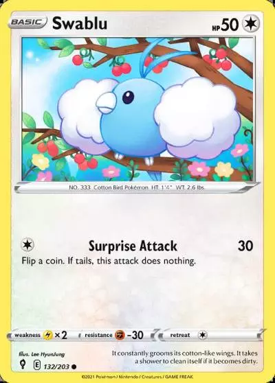 Swablu 132/203 Evolving Skies Pokemon card