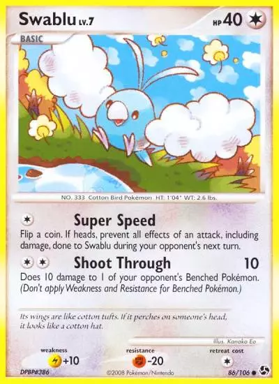 Swablu 86/106 Great Encounters Pokemon card