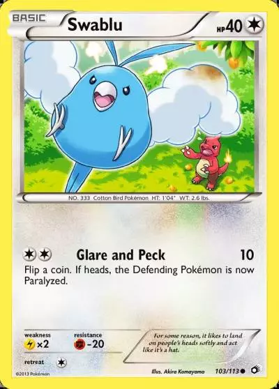 Swablu 103/113 Legendary Treasures Pokemon card