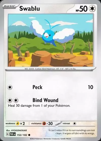 Swablu 152/182 Paradox Rift Pokemon card