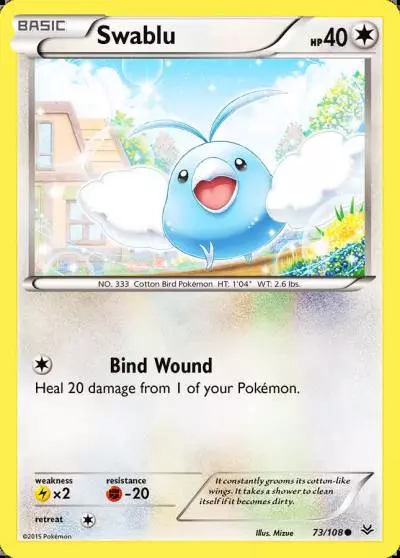Swablu 73/108 Roaring Skies Pokemon card