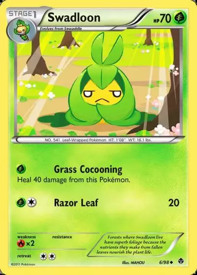 Swadloon 6/98 Emerging Powers Pokemon card