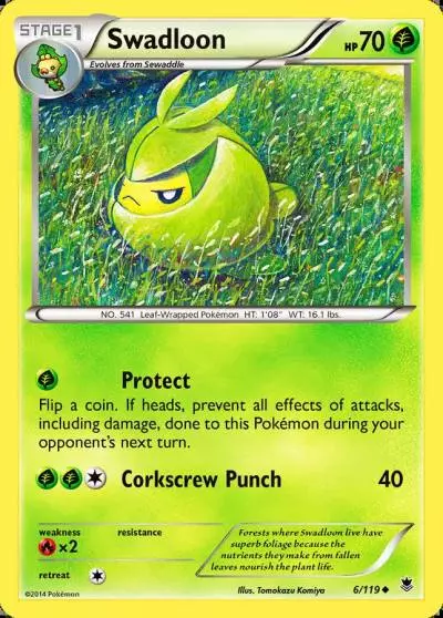 Swadloon 6/119 Phantom Forces Pokemon card