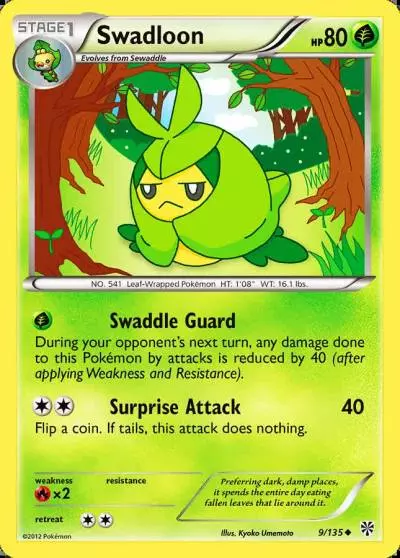 Swadloon 9/135 Plasma Storm Pokemon card