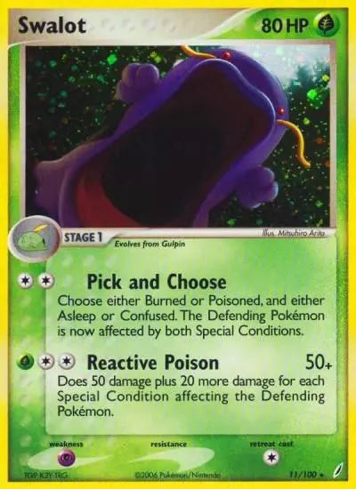 Swalot 11/100 Crystal Guardians Pokemon card