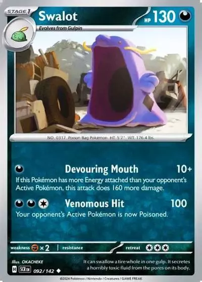 Swalot 92/142 Stellar Crown Pokemon card