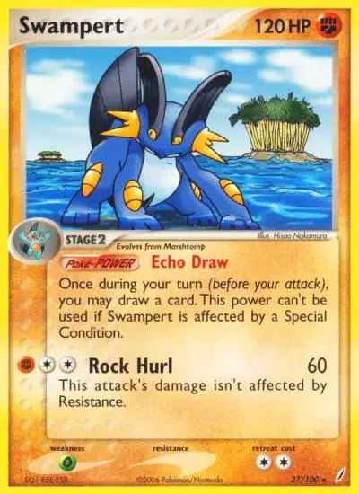 Swampert 27/100 Crystal Guardians Pokemon card