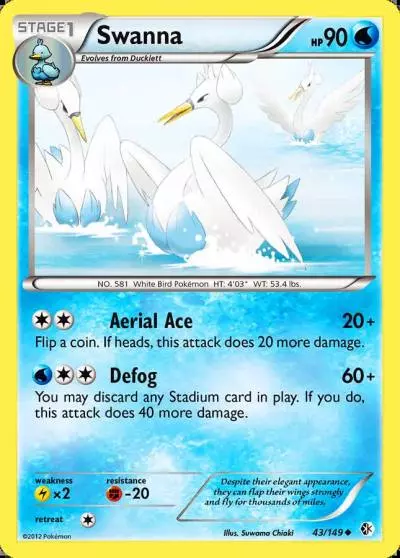 Swanna 43/149 Boundaries Crossed Pokemon card