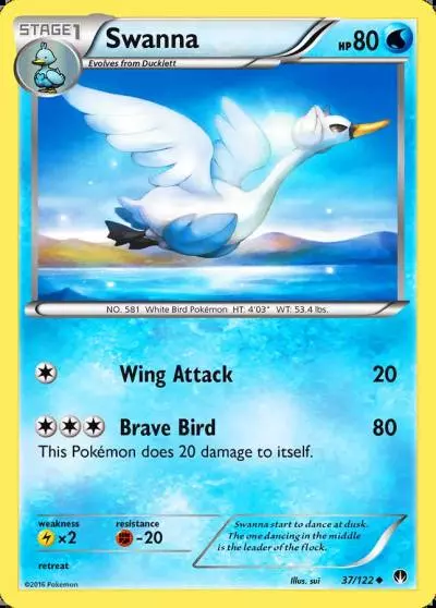 Swanna 37/122 BREAKpoint Pokemon card