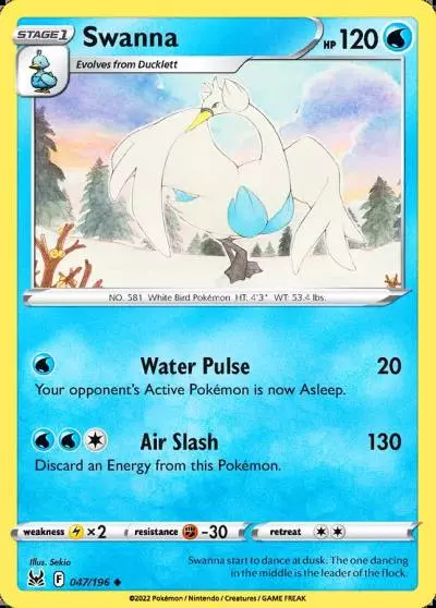 Swanna 47/196 Lost Origin Pokemon card