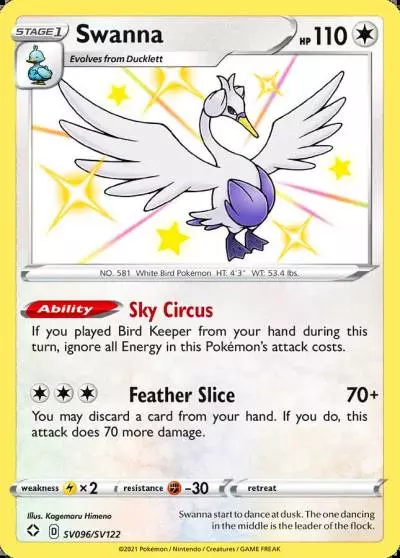 Swanna SV096/122 Shining Fates Shiny Vault Pokemon card