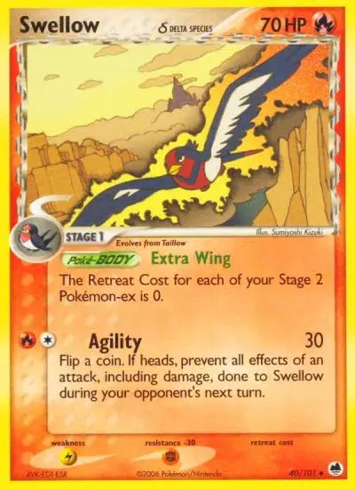 Swellow δ 40/101 Dragon Frontiers Pokemon card