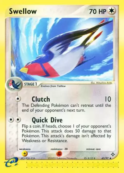 Swellow 45/97 Dragon Pokemon card