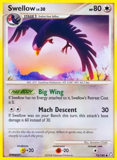 Swellow 73/146 Legends Awakened Pokemon card