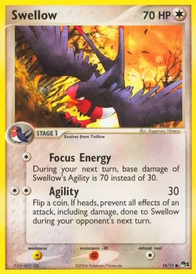 Swellow 15/17 POP Series 1 Pokemon card