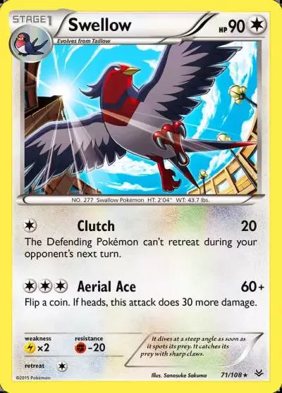 Swellow 71/108 Roaring Skies Pokemon card