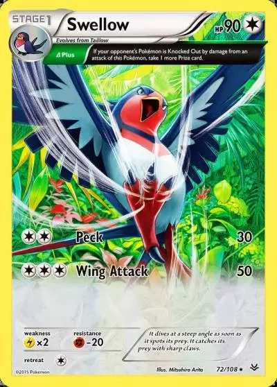 Swellow 72/108 Roaring Skies Pokemon card