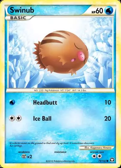 Swinub 79/102 HS—Triumphant Pokemon card