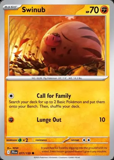 Swinub 77/159 Journey Together Pokemon card
