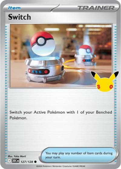 Switch 127/128 30th Celebration Pokemon card