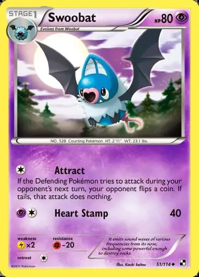Swoobat 51/114 Black & White Pokemon card