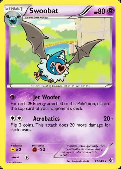 Swoobat 71/149 Boundaries Crossed Pokemon card