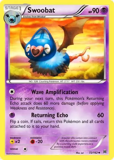 Swoobat 72/162 BREAKthrough Pokemon card