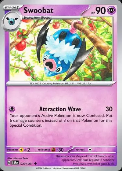 Swoobat 33/91 Paldean Fates Pokemon card