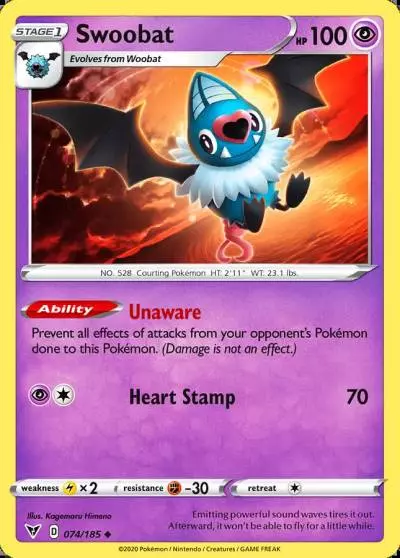 Swoobat 74/185 Vivid Voltage Pokemon card