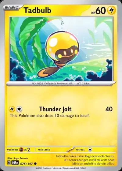 Tadbulb 75/197 Obsidian Flames Pokemon card