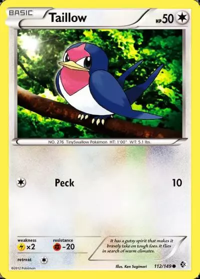 Taillow 112/149 Boundaries Crossed Pokemon card