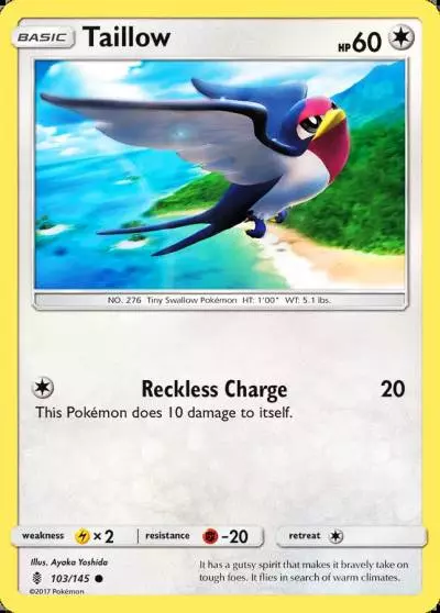 Taillow 103/145 Guardians Rising Pokemon card