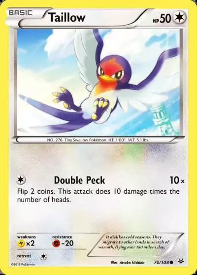 Taillow 70/108 Roaring Skies Pokemon card
