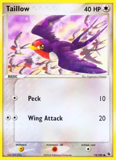 Taillow 72/109 Ruby & Sapphire Pokemon card