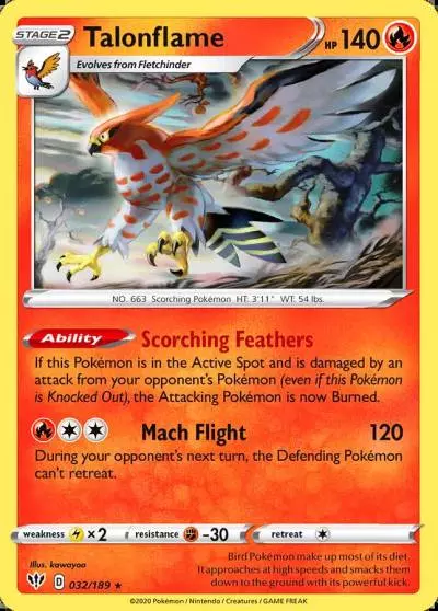 Talonflame 32/189 Darkness Ablaze Pokemon card