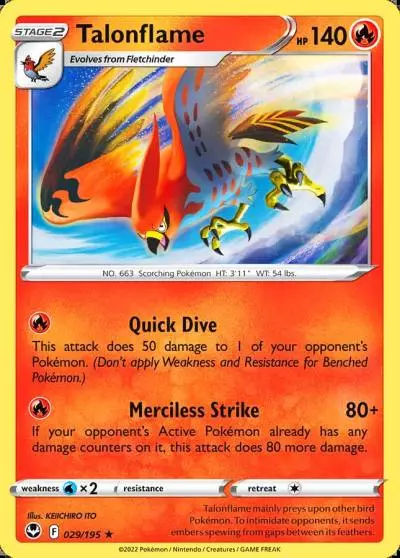 Talonflame 29/195 Silver Tempest Pokemon card