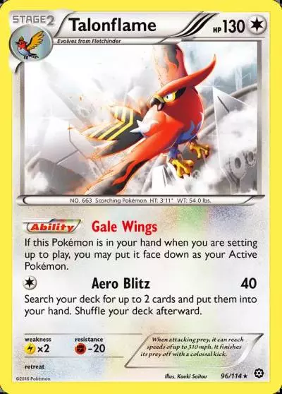 Talonflame 96/114 Steam Siege Pokemon card